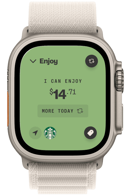 Magnitude watch app showing Enjoy spending view