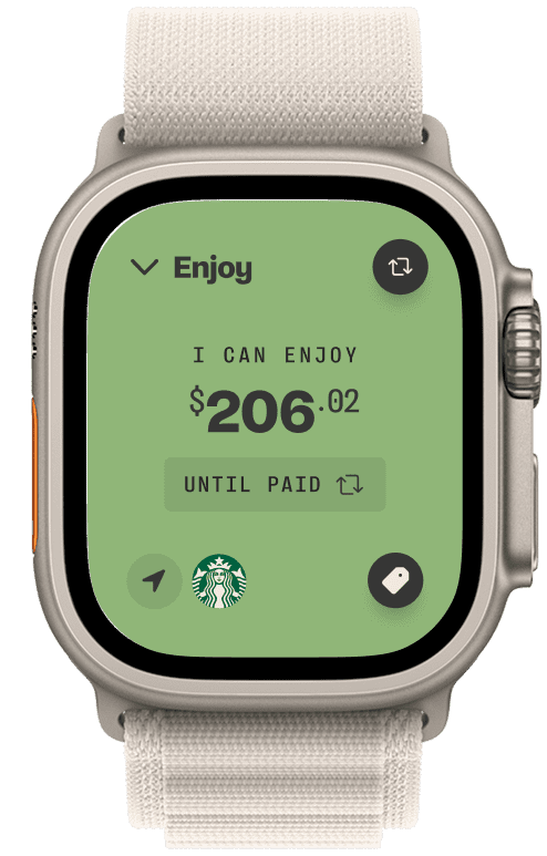 Magnitude watch app showing Enjoy spending view